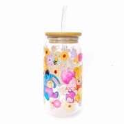 Szklanka 550 ml z pokrywką i słomką - love kubuś puchatek szklanka pełna miłości - pocichutku.pl