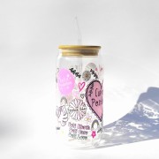 Szklanka 550 ml Cup of Positivity z bambusową pokrywką i słomką – kolorowe motywacyjne napisy, serduszka i tęcze – pocichutku.pl