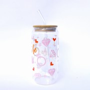 Szklanka 550 ml z pokrywką i słomką - bride to be dla przyszłej panny młodej wieczór panieński, w kolorach różu i pomarańczy - pocichutku.pl