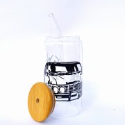 Szklanka 550 ml z bambusową pokrywką i słomką – supernatural impala '67 inicjały dean sam winchester - pocichutku.pl