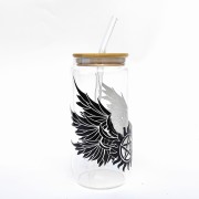 Szklanka 550 ml z bambusową pokrywką i słomką – supernatural outlet skrzydła - pocichutku.pl