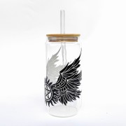 Szklanka 550 ml z bambusową pokrywką i słomką – supernatural outlet skrzydła - pocichutku.pl
