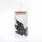 Szklanka 550 ml z bambusową pokrywką i słomką – supernatural outlet skrzydła mleczne szkło - pocichutku.pl