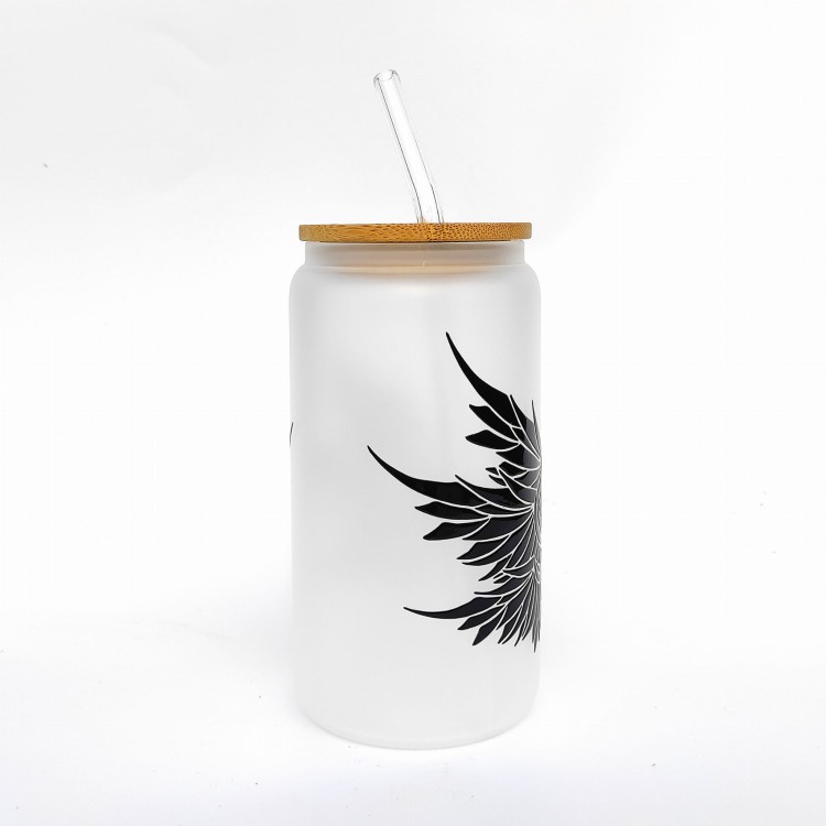 Szklanka 550 ml z bambusową pokrywką i słomką – supernatural outlet skrzydła mleczne szkło - pocichutku.pl