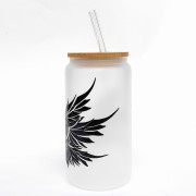 Szklanka 550 ml z bambusową pokrywką i słomką – supernatural outlet skrzydła mleczne szkło - pocichutku.pl