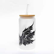 Szklanka 550 ml z bambusową pokrywką i słomką – supernatural outlet skrzydła mleczne szkło - pocichutku.pl