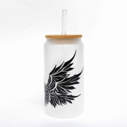 Szklanka 550 ml z bambusową pokrywką i słomką – supernatural outlet skrzydła mleczne szkło - pocichutku.pl