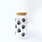 Szklanka 550 ml z bambusową pokrywką i słomką - life is better with dogs kubek dla psiarza życie jest lepsze z pieskami psem psami - pocichutku.pl