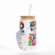 Szklanka 550 ml z bambusową pokrywką i słomką - outlet autyzm duma z autyzmu autystyczne dziecko  - pocichutku.pl