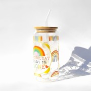 Szklanka 550 ml z bambusową pokrywką i słomką - Beatiful day to leave me alone - piękny dzień by zostawić mnie w spokoju - pocichutku.pl