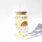 Szklanka 550 ml z bambusową pokrywką i słomką - Beatiful day to leave me alone - piękny dzień by zostawić mnie w spokoju - pocichutku.pl