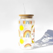 Szklanka 550 ml z bambusową pokrywką i słomką - Beatiful day to leave me alone - piękny dzień by zostawić mnie w spokoju - pocichutku.pl