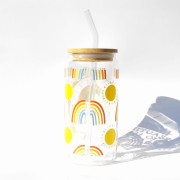 Szklanka 550 ml z bambusową pokrywką i słomką - Beatiful day to leave me alone - piękny dzień by zostawić mnie w spokoju - pocichutku.pl