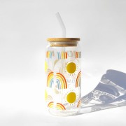 Szklanka 550 ml z bambusową pokrywką i słomką - Beatiful day to leave me alone - piękny dzień by zostawić mnie w spokoju - pocichutku.pl