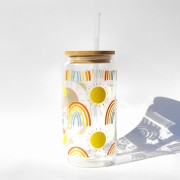 Szklanka 550 ml z bambusową pokrywką i słomką - Beatiful day to leave me alone - piękny dzień by zostawić mnie w spokoju - pocichutku.pl