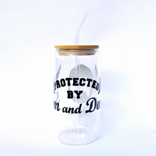 Supernatural Protected by Sam and Dean - szklanka 550 ml z bambusową pokrywką - pocichutku.pl