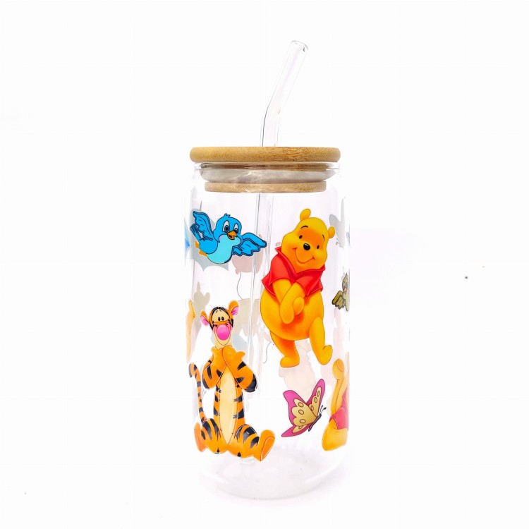 Kubuś Puchatek z Krzysiem - szklanka dla dziecka z pokrywką i słomką 550 ml - pocichutku.pl