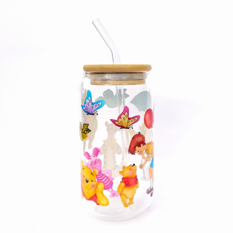 Kubuś Puchatek z Krzysiem - szklanka dla dziecka z pokrywką i słomką 550 ml - pocichutku.pl