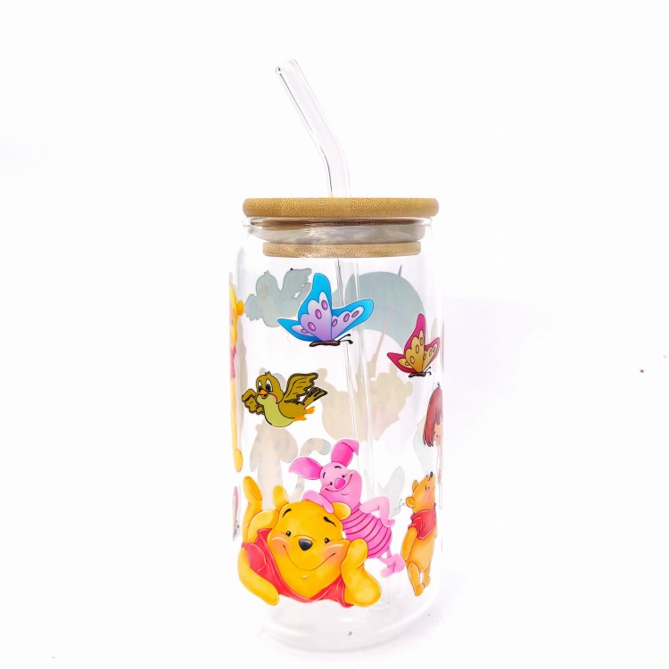Kubuś Puchatek z Krzysiem - szklanka dla dziecka z pokrywką i słomką 550 ml - pocichutku.pl