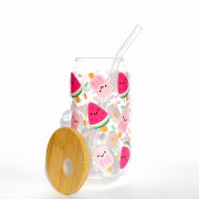 Szklanka 500 ml z bambusową pokrywką i słomką - uśmiechnięte arbuzy na patyku, różowe lody na patyku, smak wakacji - pocichutku.pl.jpg