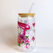 Szklanka 550 ml z bambusową pokrywką i szklaną słomką - suszarka, grzebień i akcesoria fryzjerskie - pocichutku.pl
