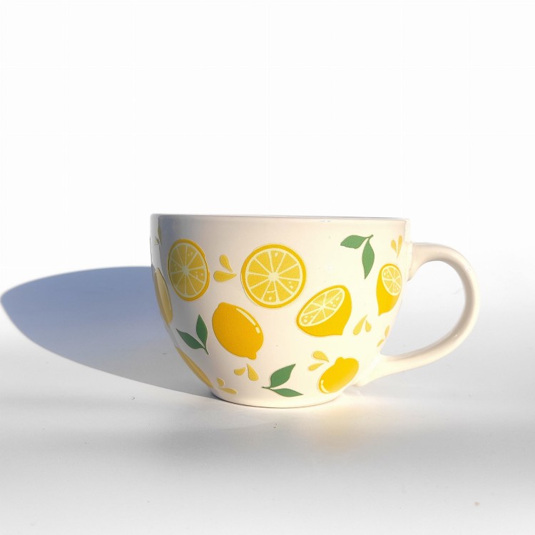 Porcelanowa filiżanka w cytryny i listki - pocichutku.pl