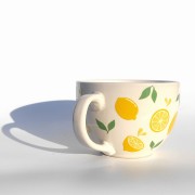Porcelanowa filiżanka w cytryny i listki - pocichutku.pl