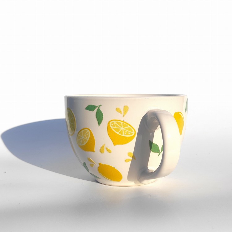 Porcelanowa filiżanka w cytryny i listki - pocichutku.pl