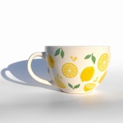 Porcelanowa filiżanka w cytryny i listki - pocichutku.pl