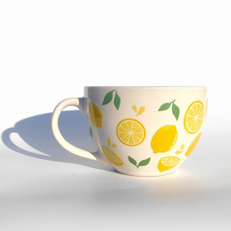 Porcelanowa filiżanka w cytryny i listki - pocichutku.pl