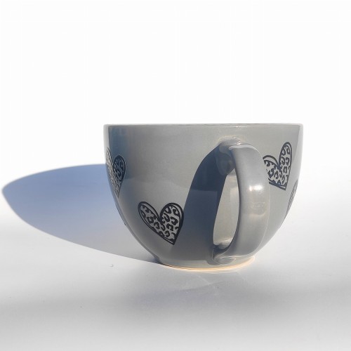 Porcelanowa filiżanka w serduszka w panterkę - pocichutku.pl