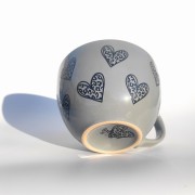 Porcelanowa filiżanka w serduszka w panterkę - pocichutku.pl