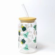 Szklanka 350 ml z bambusową pokrywką i słomką - dla fanów kawy i Harry'ego Pottera w wersji zielonej - pocichutku.pl