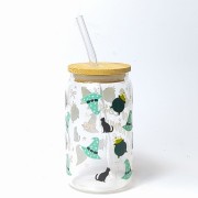 Szklanka 350 ml z bambusową pokrywką i słomką - dla fanów kawy i Harry'ego Pottera w wersji zielonej - pocichutku.pl