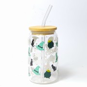 Szklanka 350 ml z bambusową pokrywką i słomką - dla fanów kawy i Harry'ego Pottera w wersji zielonej - pocichutku.pl