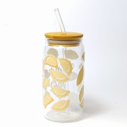 Szklany kubek 550 ml z pokrywką i słomką - mmmmm... pierogi, kubek dla miłośnika pierogów - pocichutku.pl