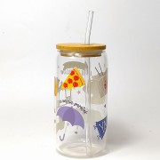 Szklanka 550 ml z bambusową pokrywką i słomką - grafika inspirowaną serialem "Kochane kłopoty" - pocichutku.p