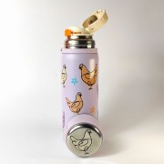 Termos 500 ml z sitkiem - kolorowe kury w jasnych radosnych kolorach - pocicutku.pl