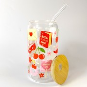 Szklany kubek 550 ml z rurką i pokrywką - pikantne historie - kubek dla miłośniczek romansów - pocichutku.pl