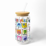 Szklany kubek 550 ml z szklaną słomką i pokrywką - W głowie się nie mieści 2 I FELL TODAY wersja angielska - pocichutku.pl
