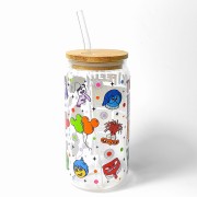 Szklany kubek 550 ml z szklaną słomką i pokrywką - W głowie się nie mieści 2 I FELL TODAY wersja angielska - pocichutku.pl