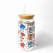 Szklany kubek 550 ml z szklaną słomką i pokrywką - W głowie się nie mieści 2 I FELL TODAY wersja angielska - pocichutku.pl