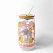 Szklany kubek z szklaną słomką i pokrywką - inspirowany serialem Kochane kłopoty Gilmore Girls - pocichutku.pl