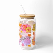 Szklany kubek z szklaną słomką i pokrywką - inspirowany serialem Kochane kłopoty Gilmore Girls - pocichutku.pl