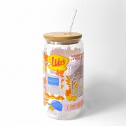 Szklany kubek z szklaną słomką i pokrywką - inspirowany serialem Kochane kłopoty Gilmore Girls - pocichutku.pl