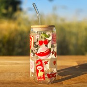 Szklany kubek 550 ml z rurką i pokrywką - pikantne historie - kubek dla miłośniczek romansów - pocichutku.pl