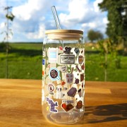 Szklany kubek 550  ml z pokrywką i słomką - Gilmore Girls Kochane Kłopoty - pocichutku.pl