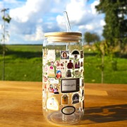 Szklany kubek 550  ml z pokrywką i słomką - Gilmore Girls Kochane Kłopoty - pocichutku.pl