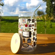 Szklany kubek 550  ml z pokrywką i słomką - Gilmore Girls Kochane Kłopoty - pocichutku.pl