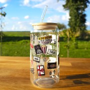 Szklany kubek 550  ml z pokrywką i słomką - kubek dla fanek thrillerów, kryminałów, prawdziwej zbrodni - pocichutku.pl